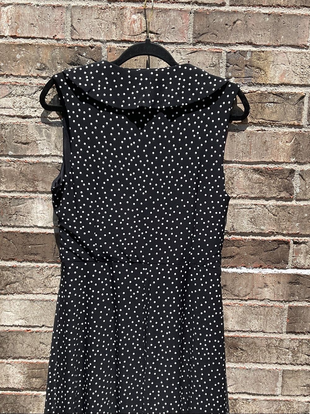 Take 50% OFF- Tommy Hilfiger Sleeveless Polka Dot Ruffle Neck Dress, Size-10 - Picture 9 of 11